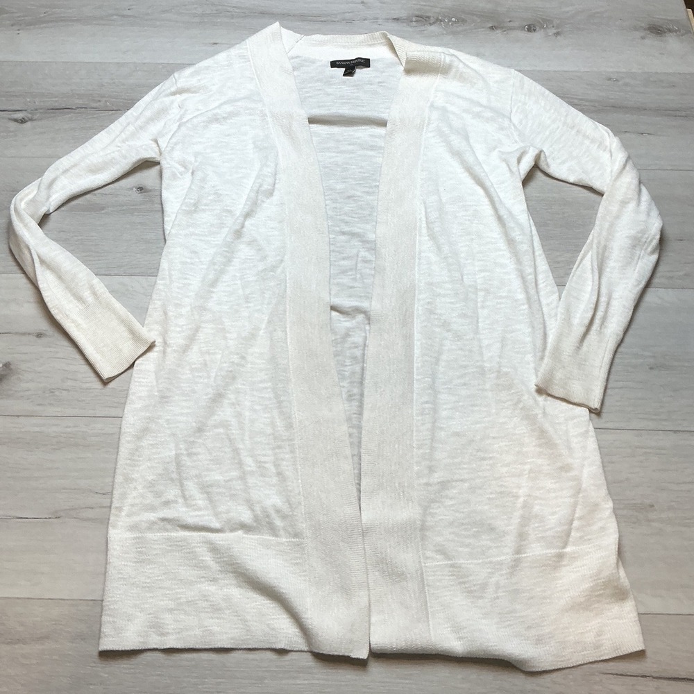Banana Republic Linen Cardigan Women XS Off-White PreLoved